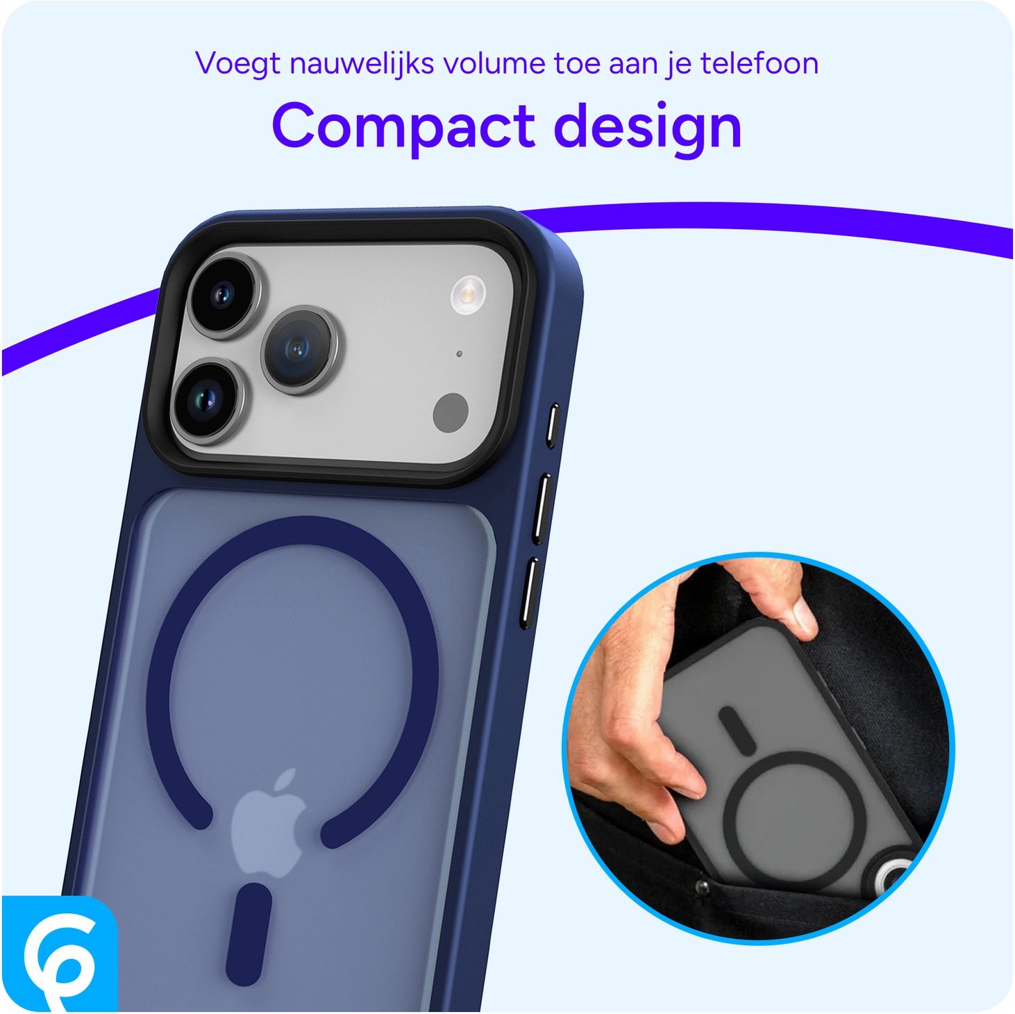 iPhone 17 Pro Max Hoesje met MagSafe Back Cover Matte Donker Blauw afbeelding 9