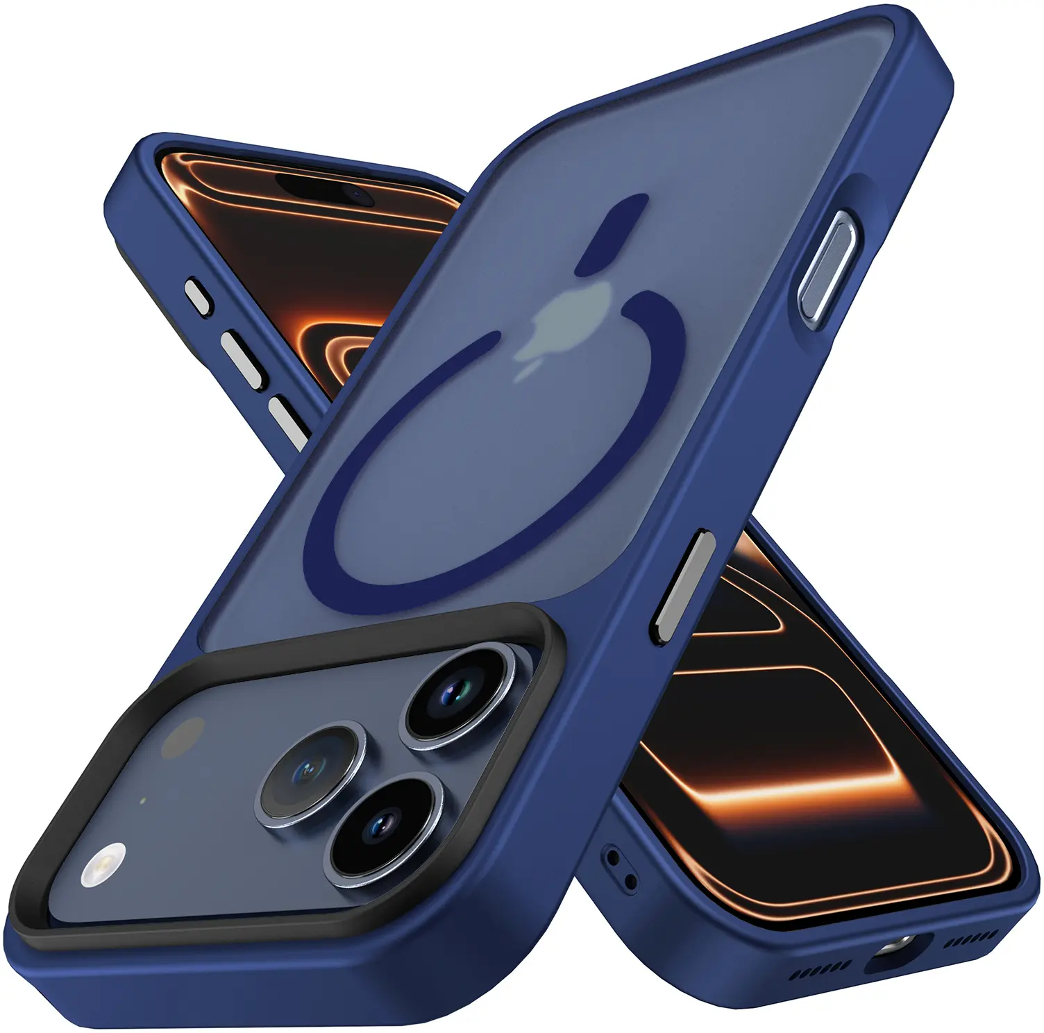 iPhone 17 Pro Max Hoesje met MagSafe Back Cover Matte Donker Blauw afbeelding 11