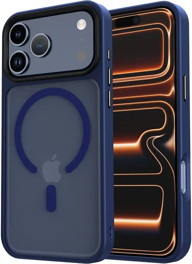 iPhone 17 Pro Max Hoesje met MagSafe Back Cover Matte Donker Blauw afbeelding 12