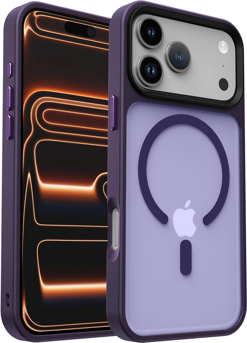 iPhone 17 Pro Max Hoesje met MagSafe Back Cover Matte Donker Paars afbeelding 1