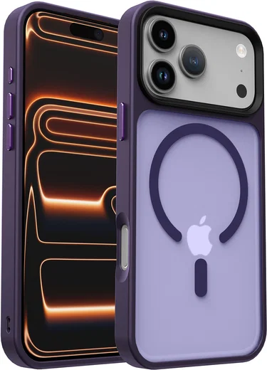 iPhone 17 Pro Max Hoesje met MagSafe Back Cover Matte Donker Paars afbeelding 1
