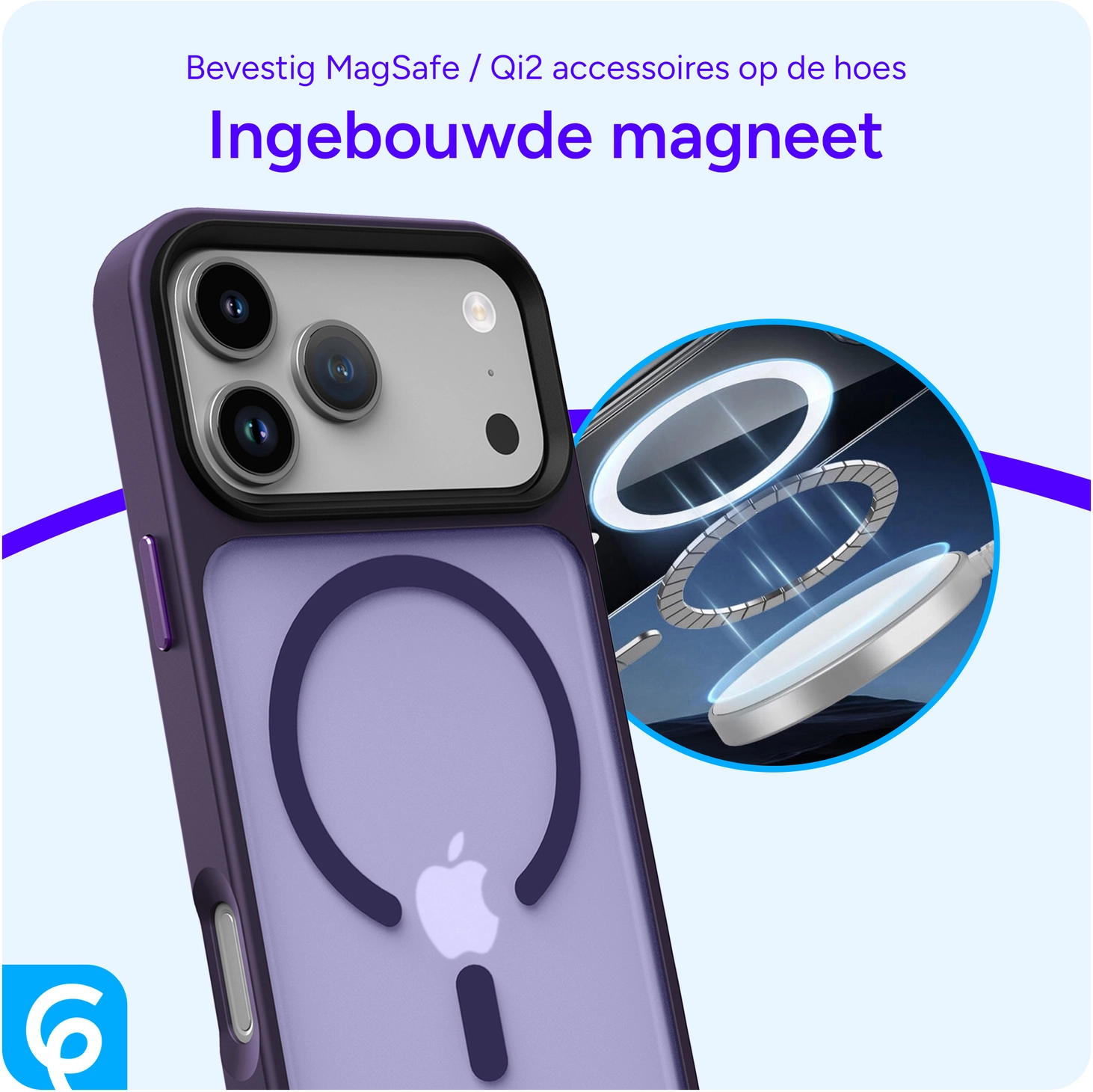 iPhone 17 Pro Max Hoesje met MagSafe Back Cover Matte Donker Paars afbeelding 4