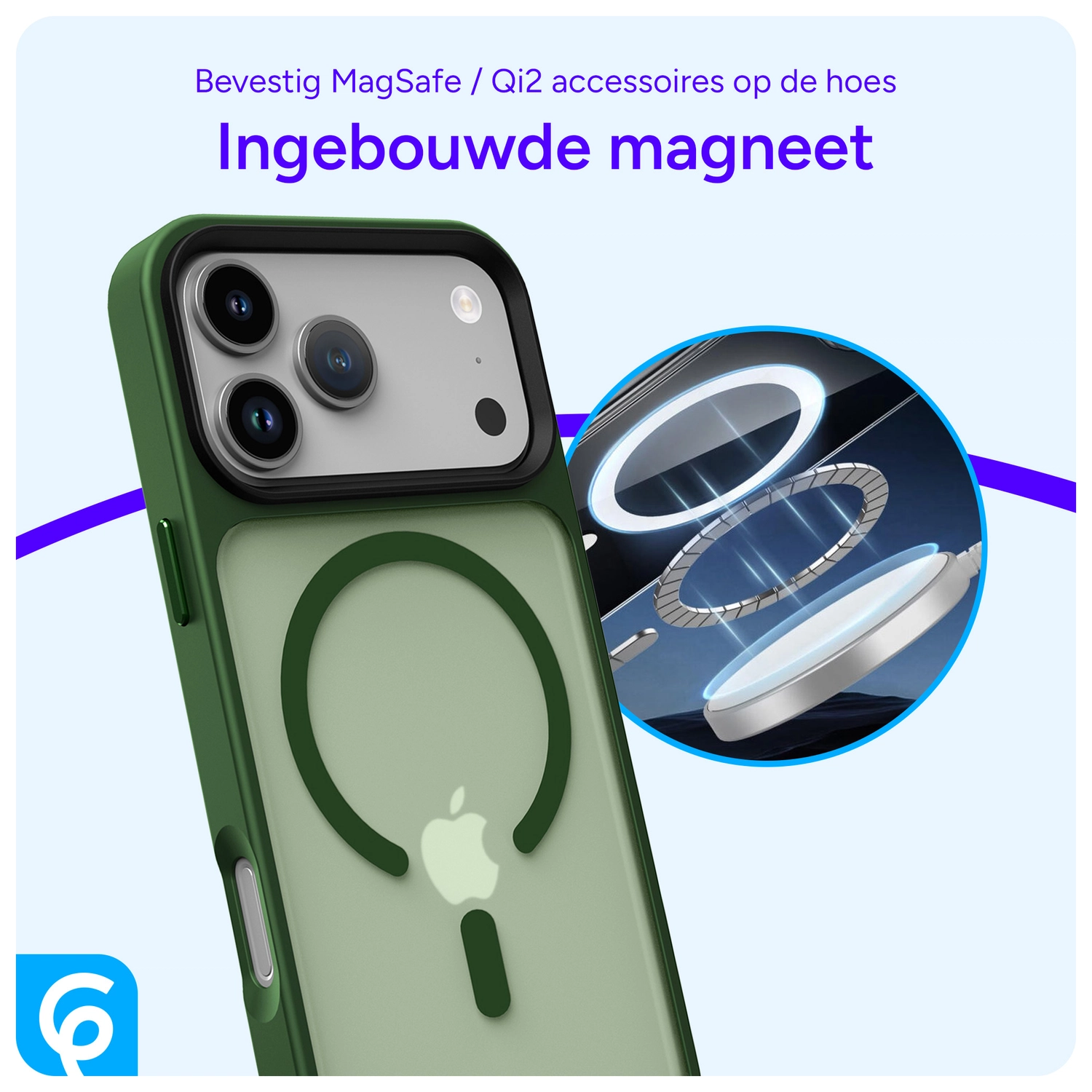 iPhone 17 Pro Max Hoesje met MagSafe Back Cover Matte Donker Groen afbeelding 5