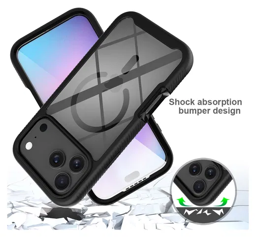 Apple iPhone 17 Pro Max Hoesje Full Protect 360° Cover met MagSafe Zwart afbeelding 3