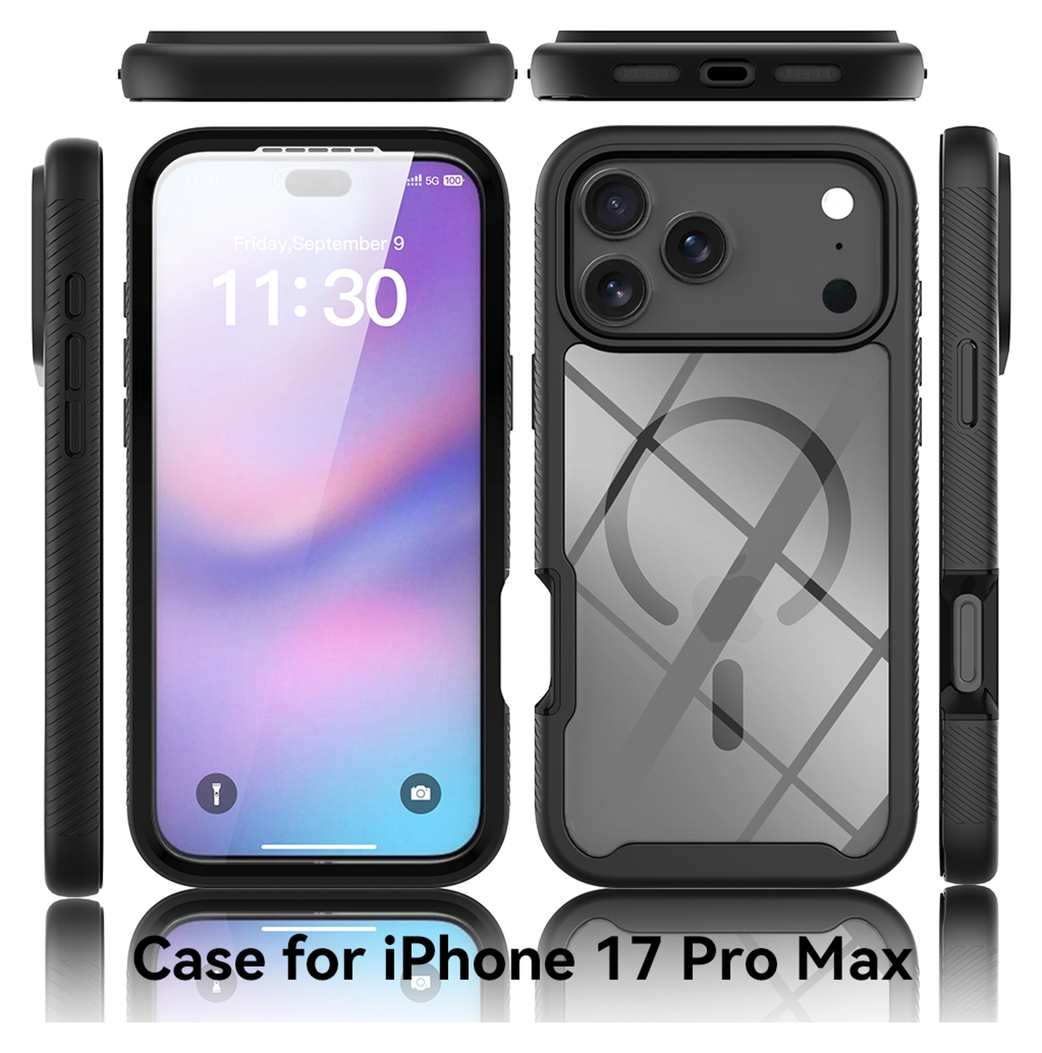 Apple iPhone 17 Pro Max Hoesje Full Protect 360° Cover met MagSafe Zwart afbeelding 6