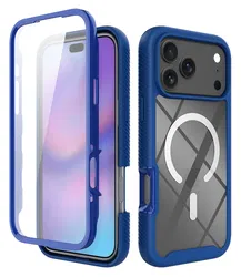 Apple iPhone 17 Pro Max Hoesje Full Protect 360° Cover met MagSafe Blauw afbeelding