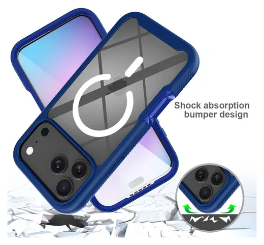 Apple iPhone 17 Pro Max Hoesje Full Protect 360° Cover met MagSafe Blauw afbeelding 3