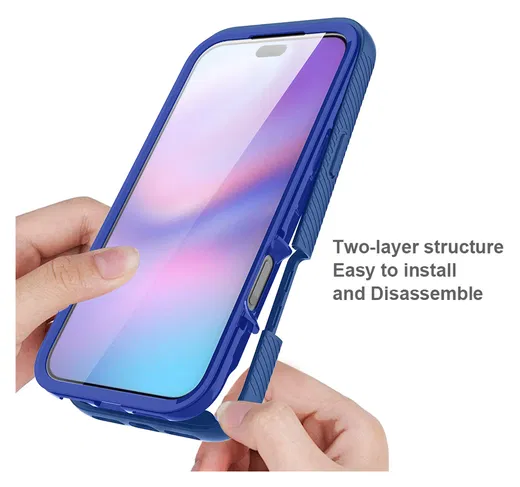 Apple iPhone 17 Pro Max Hoesje Full Protect 360° Cover met MagSafe Blauw afbeelding 5