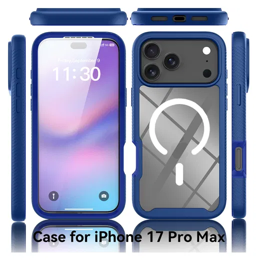 Apple iPhone 17 Pro Max Hoesje Full Protect 360° Cover met MagSafe Blauw afbeelding 6