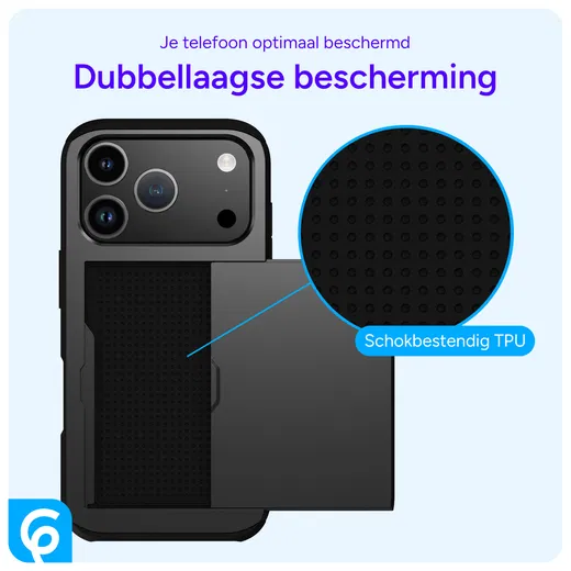 Apple iPhone 17 Pro Max Hoesje met Slider Kaarthouder Back Cover Zwart afbeelding 8