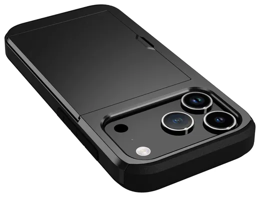 Apple iPhone 17 Pro Max Hoesje met Slider Kaarthouder Back Cover Zwart afbeelding 11