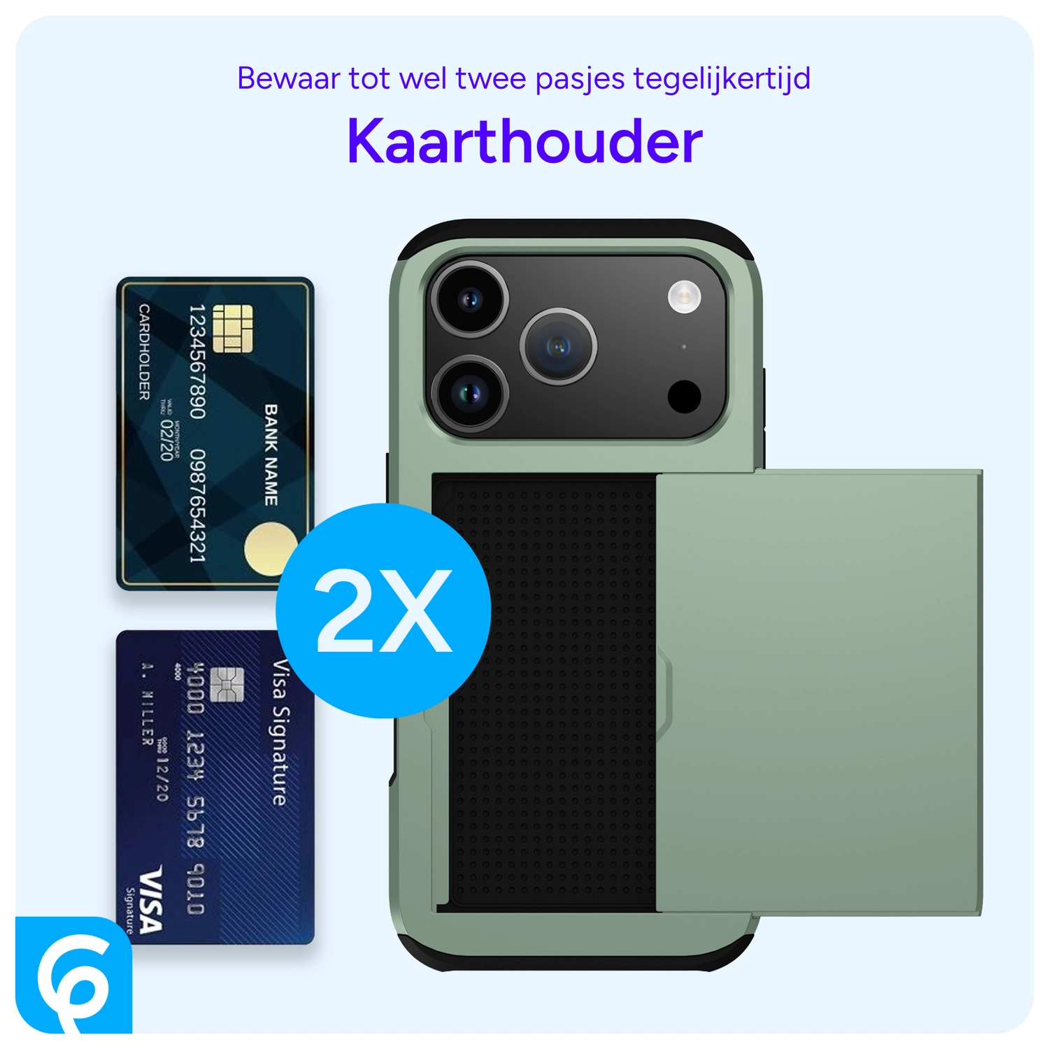 Apple iPhone 17 Pro Max Hoesje met Slider Kaarthouder Back Cover Groen afbeelding 5