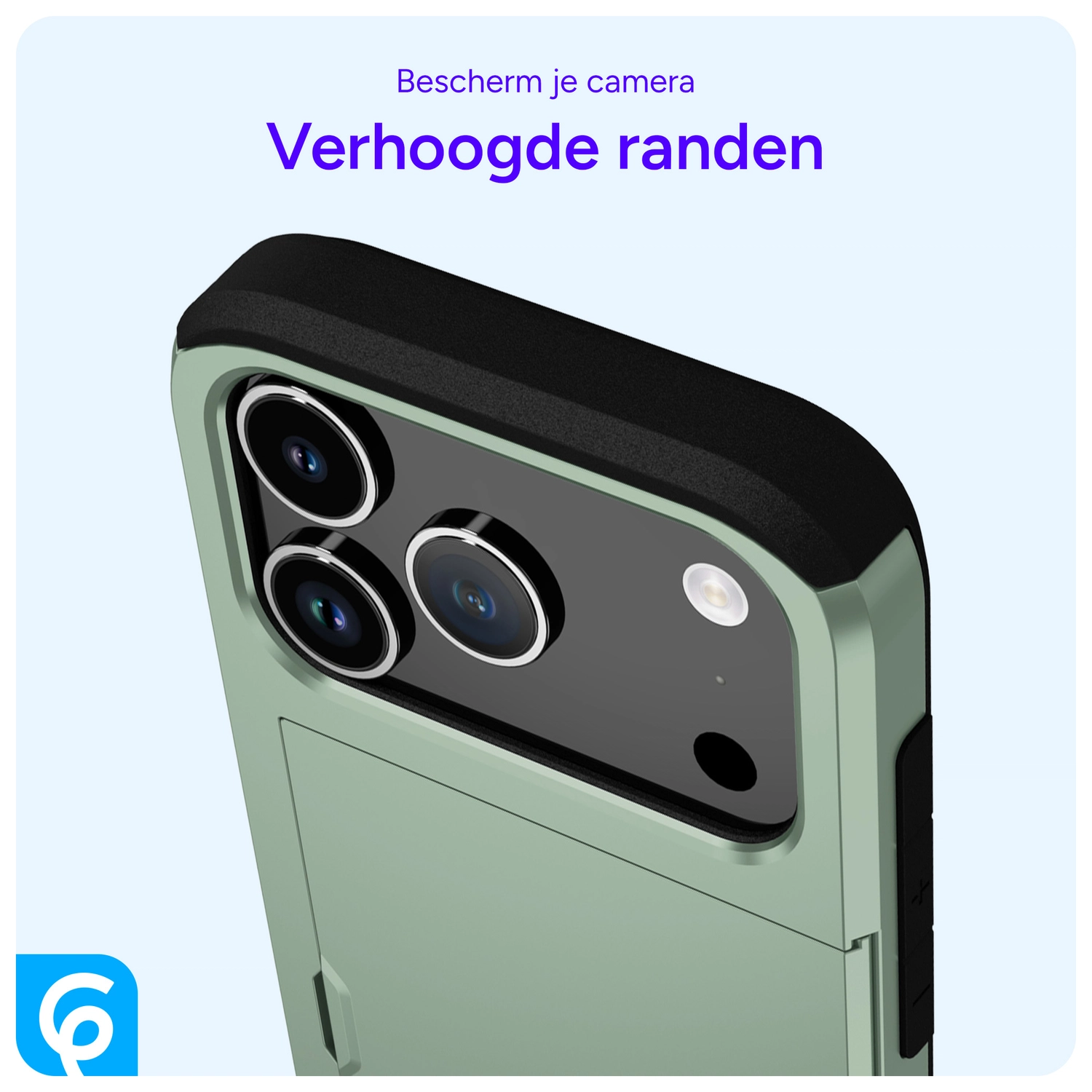 Apple iPhone 17 Pro Max Hoesje met Slider Kaarthouder Back Cover Groen afbeelding 8