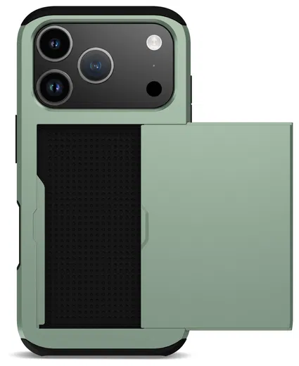 Apple iPhone 17 Pro Max Hoesje met Slider Kaarthouder Back Cover Groen afbeelding 9