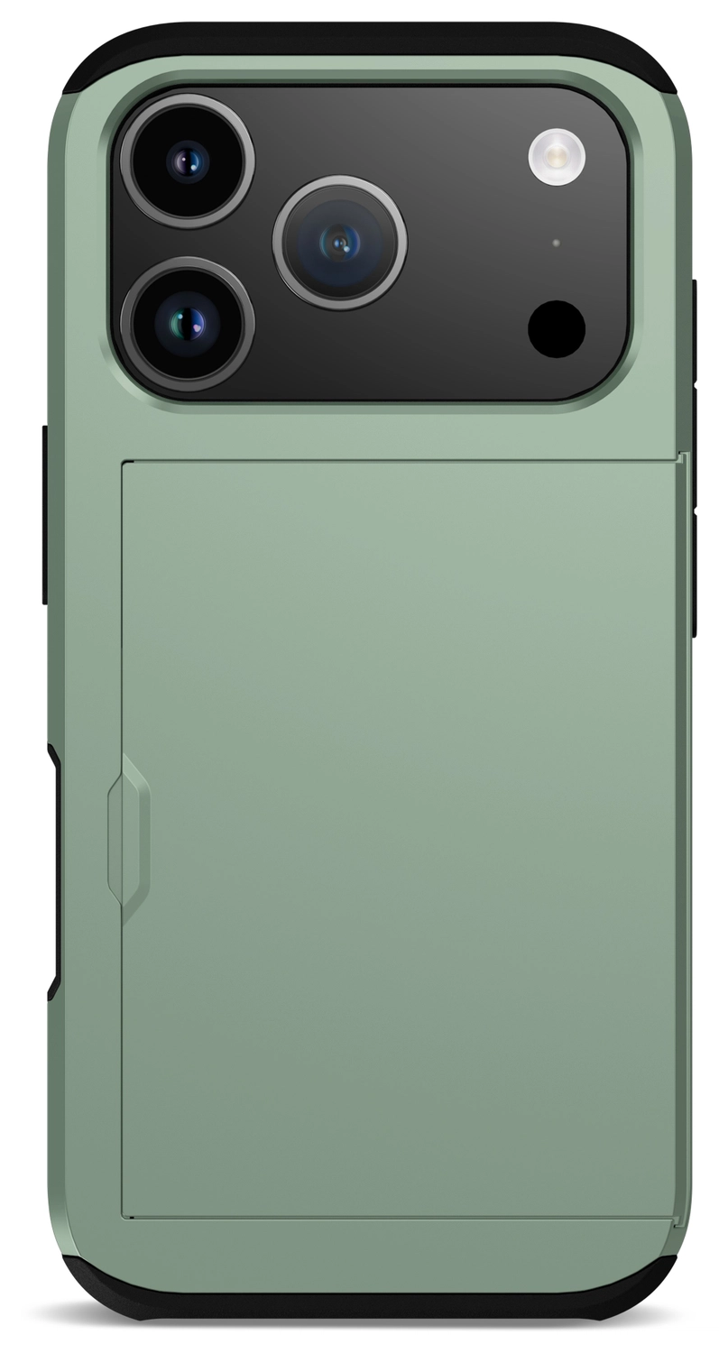 Apple iPhone 17 Pro Max Hoesje met Slider Kaarthouder Back Cover Groen afbeelding 10