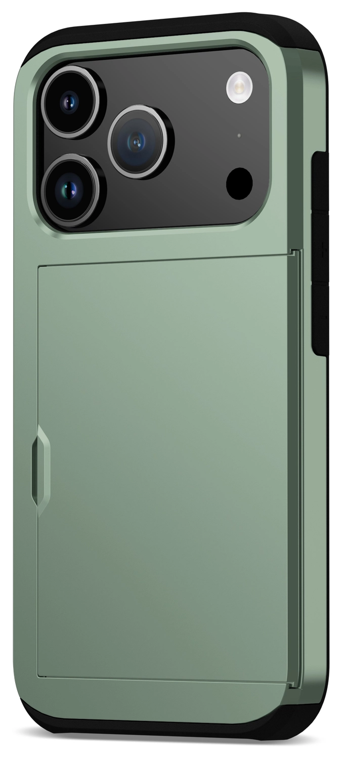 Apple iPhone 17 Pro Max Hoesje met Slider Kaarthouder Back Cover Groen afbeelding 12