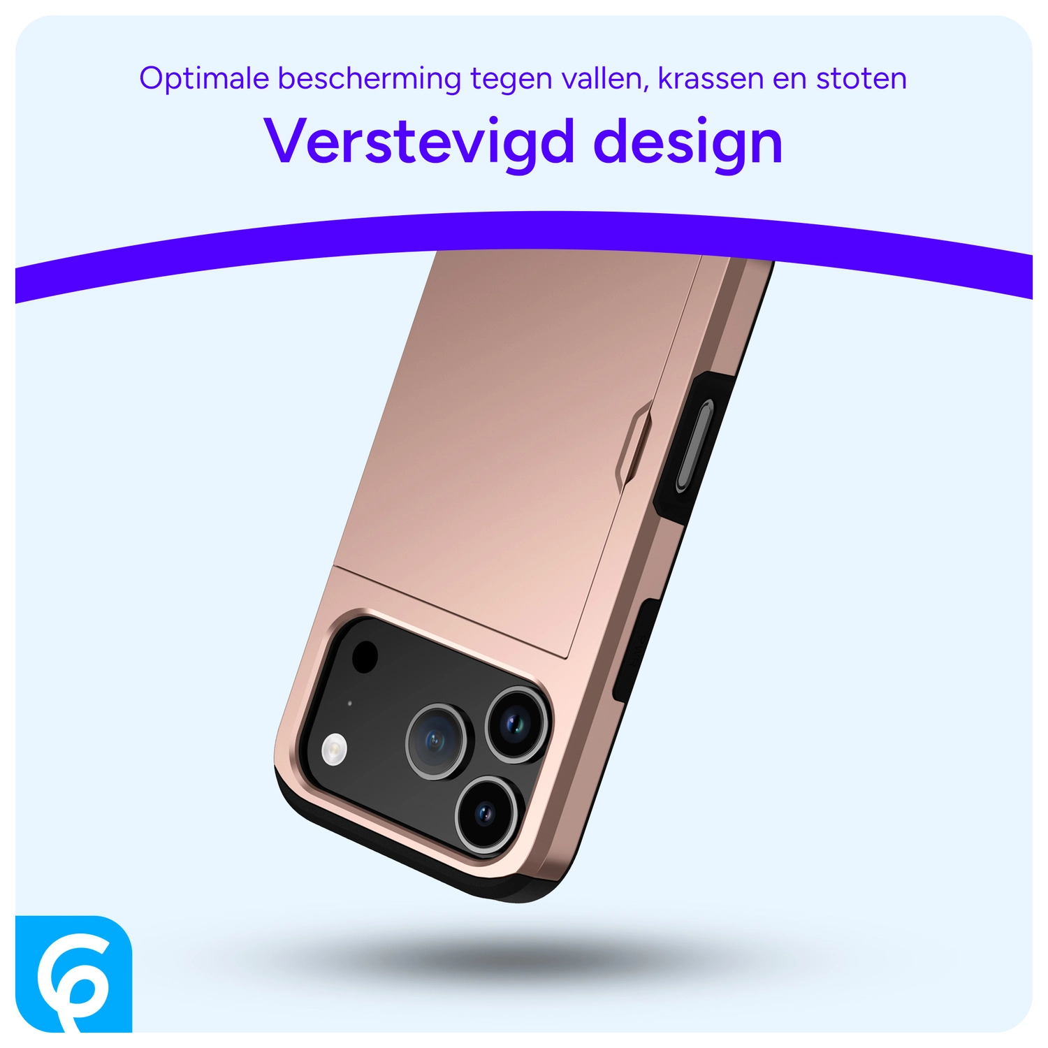 Apple iPhone 17 Pro Max Hoesje met Slider Kaarthouder Back Cover Roze afbeelding 2