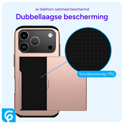 Apple iPhone 17 Pro Max Hoesje met Slider Kaarthouder Back Cover Roze afbeelding 8