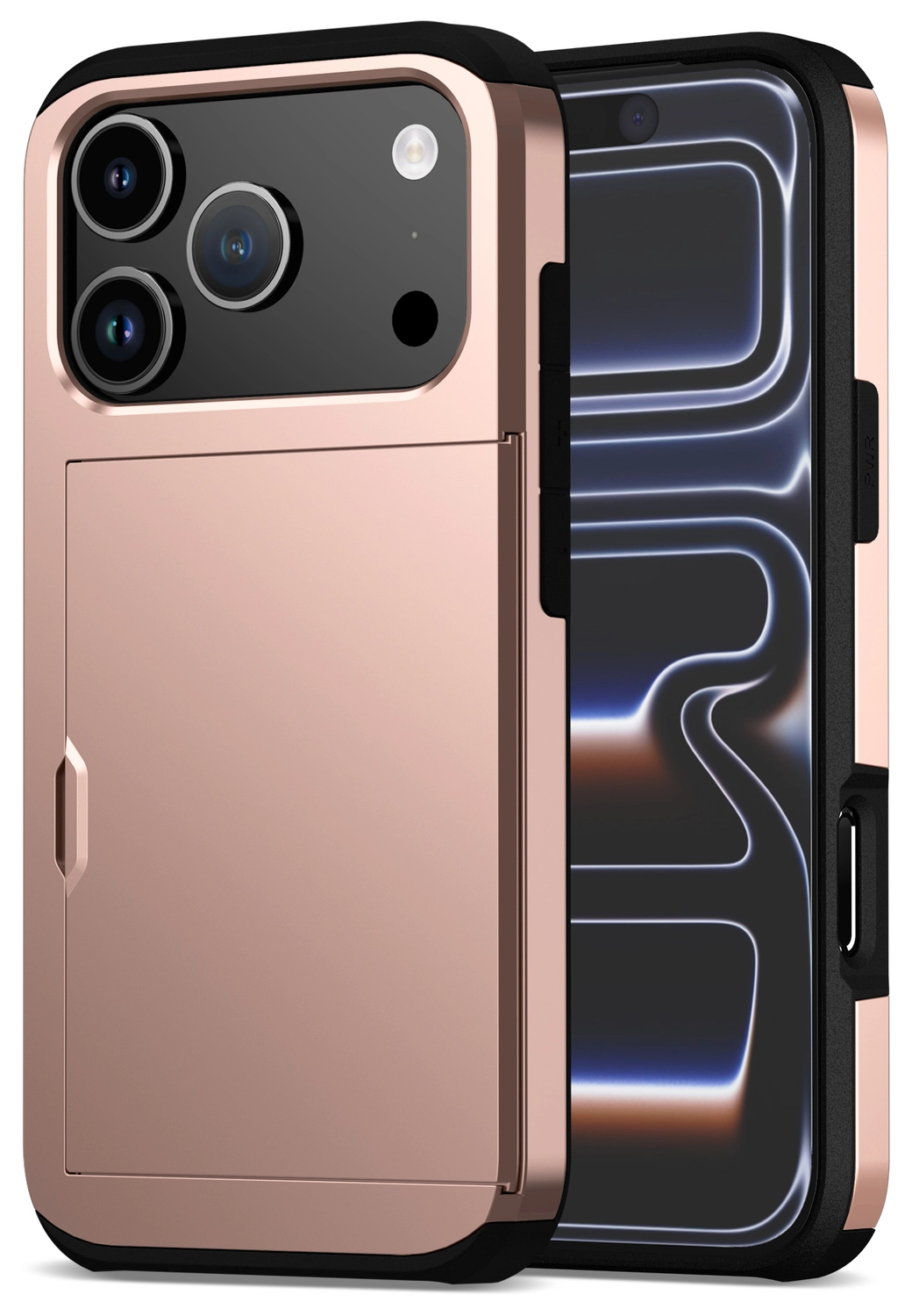 Apple iPhone 17 Pro Max Hoesje met Slider Kaarthouder Back Cover Roze afbeelding 1