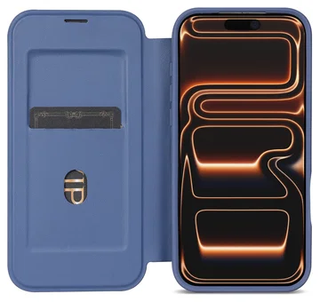 Apple iPhone 17 Pro Max Hoesje met MagSafe Book Case Transparant Blauw