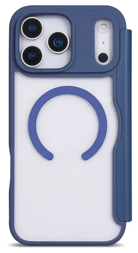 Apple iPhone 17 Pro Max Hoesje met MagSafe Book Case Transparant Blauw afbeelding 6