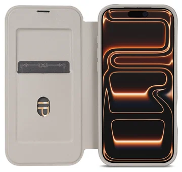 Apple iPhone 17 Pro Max Hoesje met MagSafe Book Case Transparant Beige