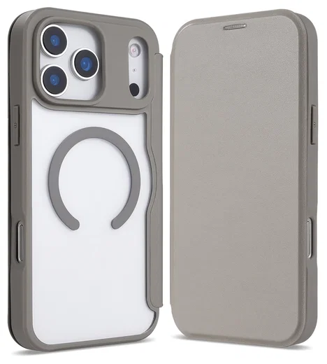 Apple iPhone 17 Pro Max Hoesje met MagSafe Book Case Transparant Beige afbeelding 2