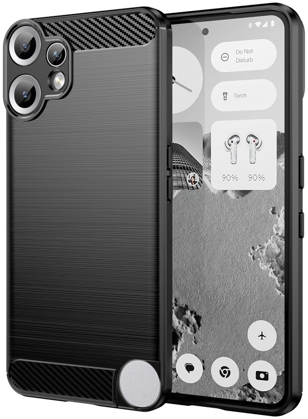 Nothing CMF Phone 2 Pro Hoesje Geborsteld TPU Flexibele Back Cover Zwart afbeelding 1