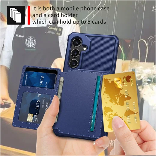 Samsung Galaxy A26 Hoesje 3-in-1 Pasjes Portemonnee Back Cover Blauw afbeelding 6