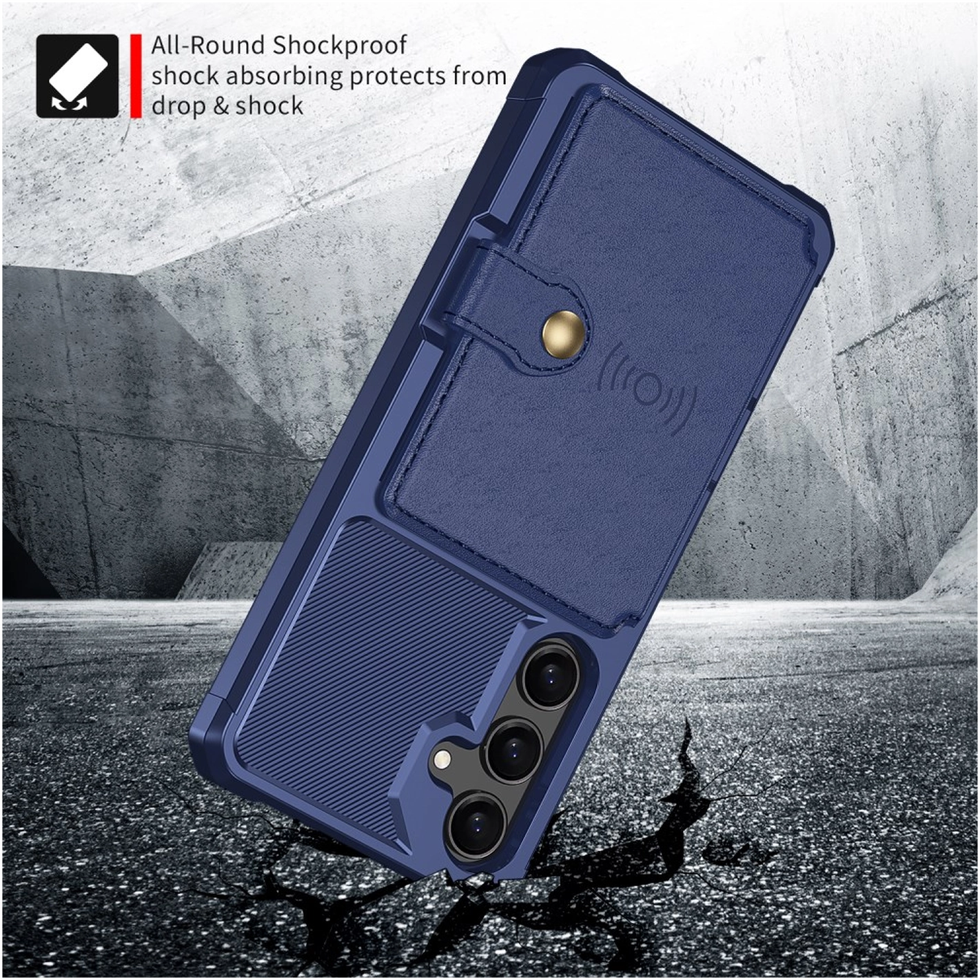 Samsung Galaxy A26 Hoesje 3-in-1 Pasjes Portemonnee Back Cover Blauw afbeelding 8