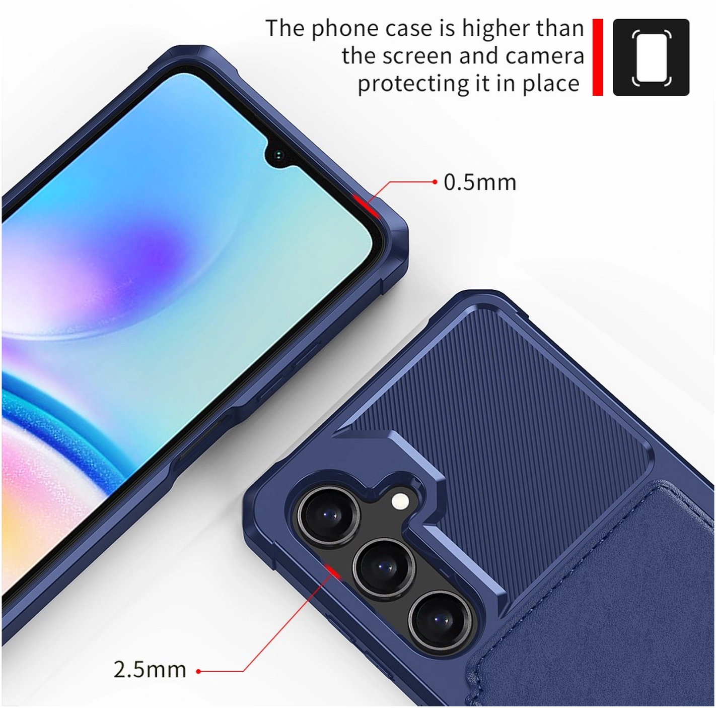 Samsung Galaxy A26 Hoesje 3-in-1 Pasjes Portemonnee Back Cover Blauw afbeelding 9