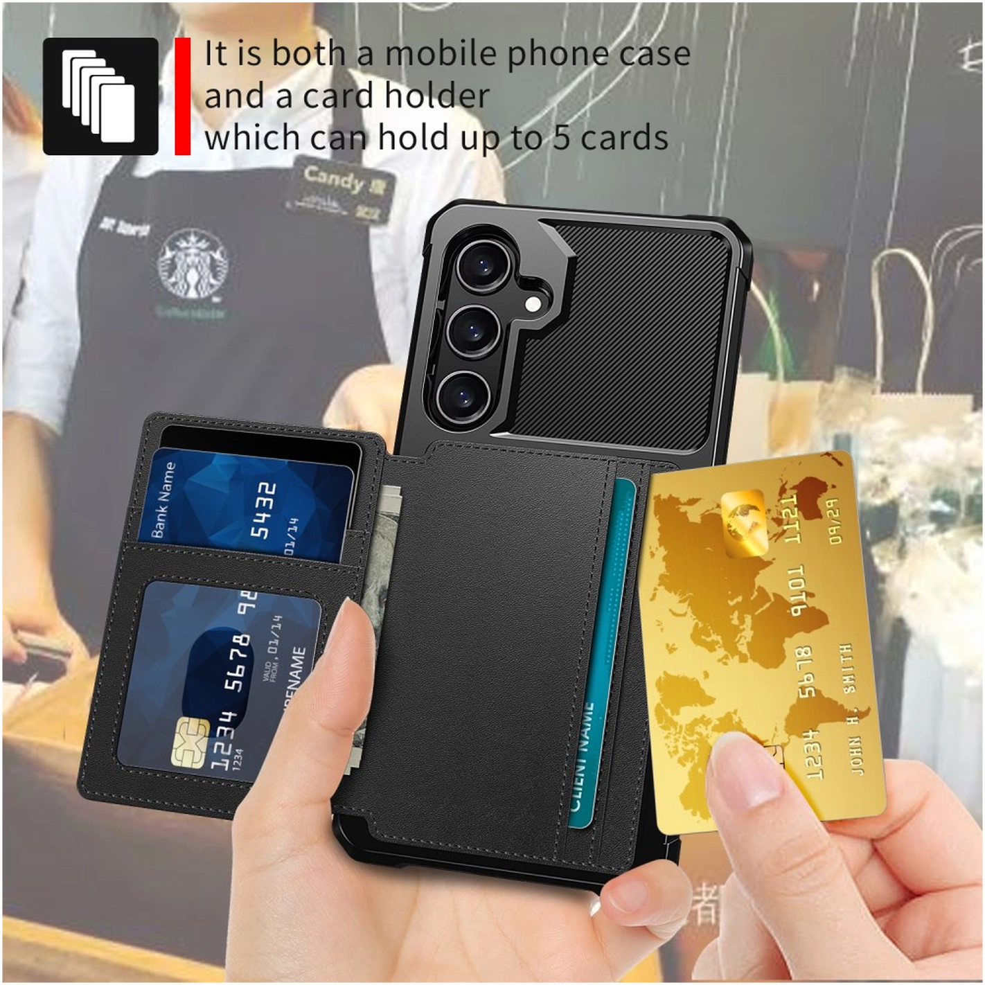Samsung Galaxy A26 Hoesje 3-in-1 Pasjes Portemonnee Back Cover Zwart afbeelding 6