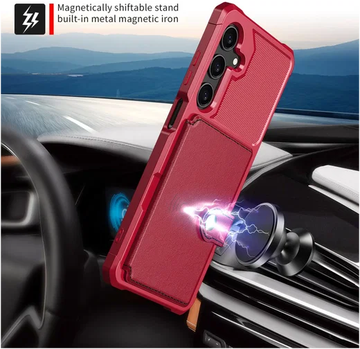 Samsung Galaxy A26 Hoesje 3-in-1 Pasjes Portemonnee Back Cover Rood afbeelding 5