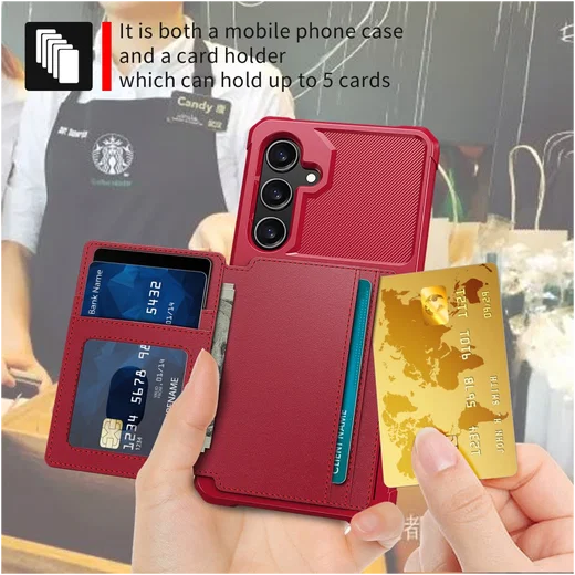 Samsung Galaxy A26 Hoesje 3-in-1 Pasjes Portemonnee Back Cover Rood afbeelding 6