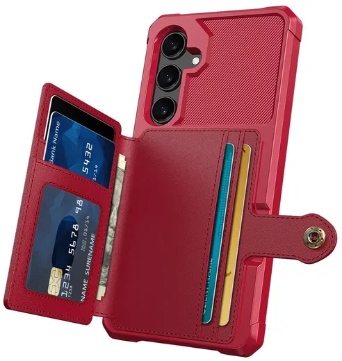 Samsung Galaxy A26 TPU Back Cover met Kunstleren Wallet Rood afbeelding 9