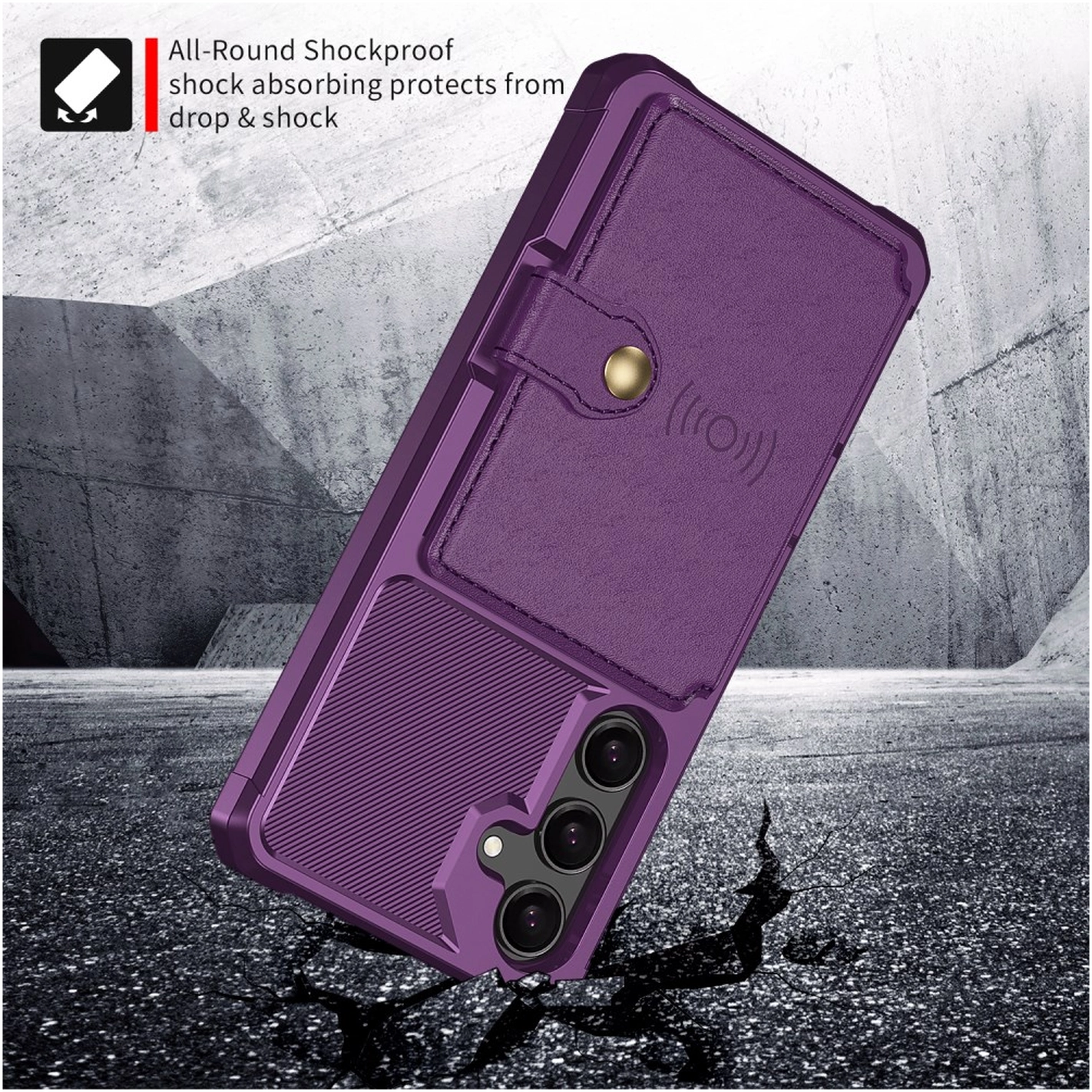 Samsung Galaxy A26 Hoesje 3-in-1 Pasjes Portemonnee Back Cover Paars afbeelding 8