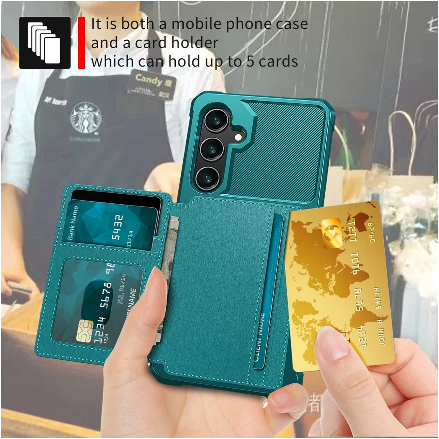 Samsung Galaxy A26 Hoesje 3-in-1 Pasjes Portemonnee Back Cover Groen afbeelding 6