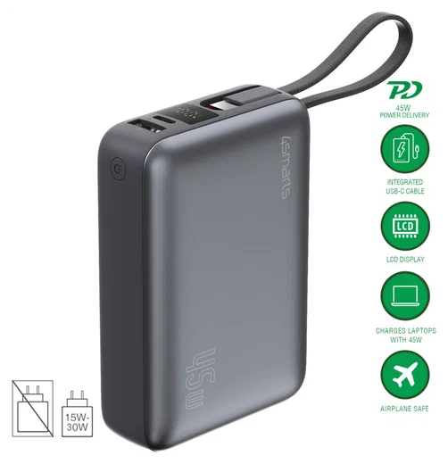 4smarts Enterprise Compact 20.000mAh Powerbank 45W Ingebouwde USB-C Kabel afbeelding 2
