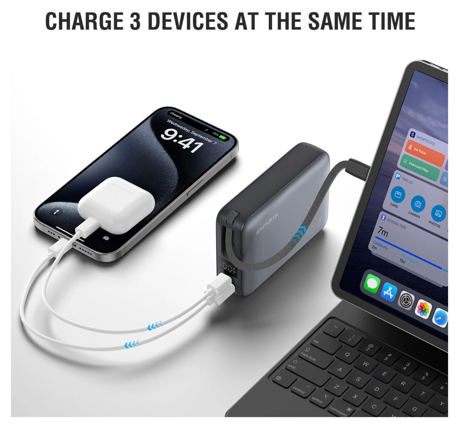 4smarts Enterprise Compact 20.000mAh Powerbank 45W Ingebouwde USB-C Kabel afbeelding 3