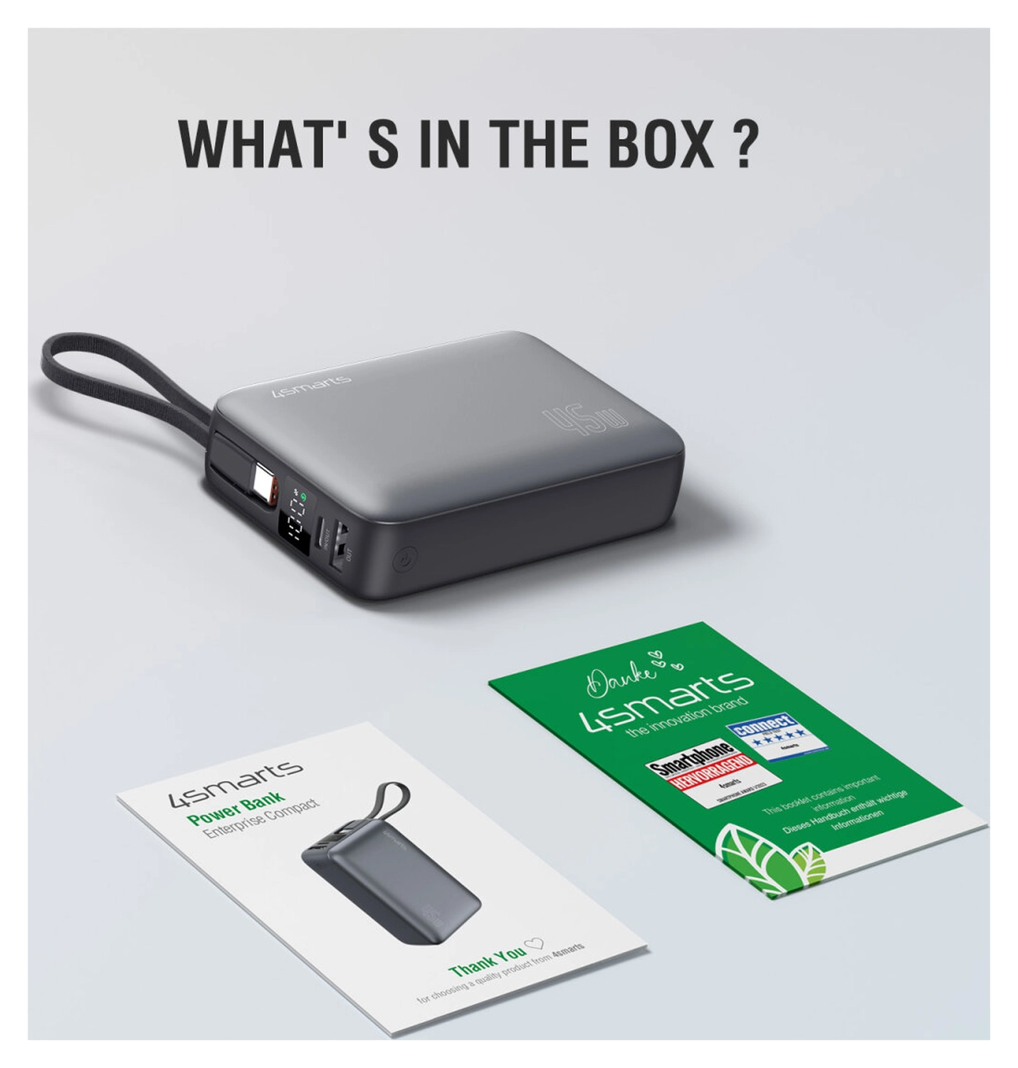 4smarts Enterprise Compact 20.000mAh Powerbank 45W Ingebouwde USB-C Kabel afbeelding 6