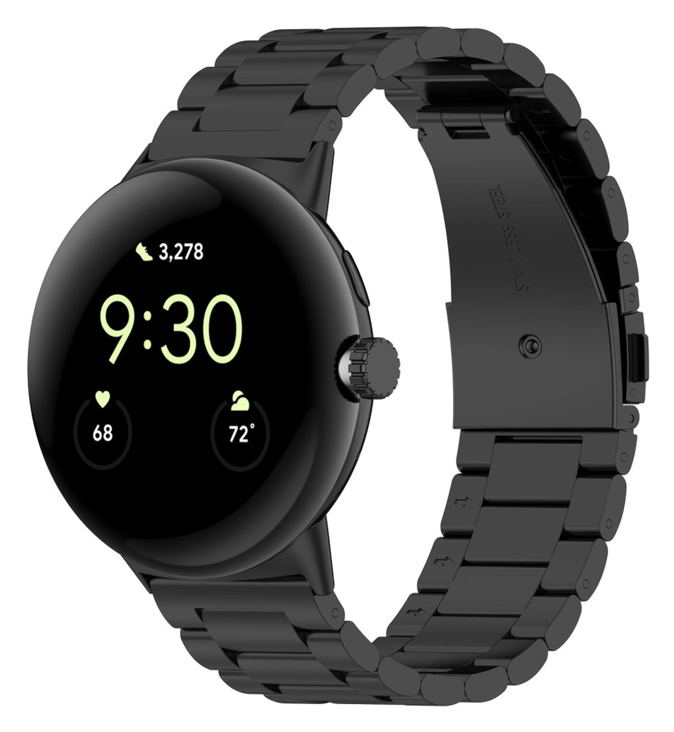 Google Pixel Watch 3 45MM Bandje - Roestvrij Staal - met Schakels - Zwart afbeelding 2