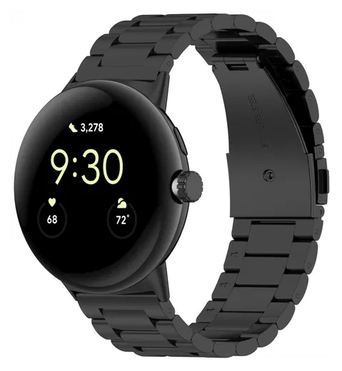 Google Pixel Watch 3 45MM Bandje - Roestvrij Staal - met Schakels - Zwart afbeelding 2