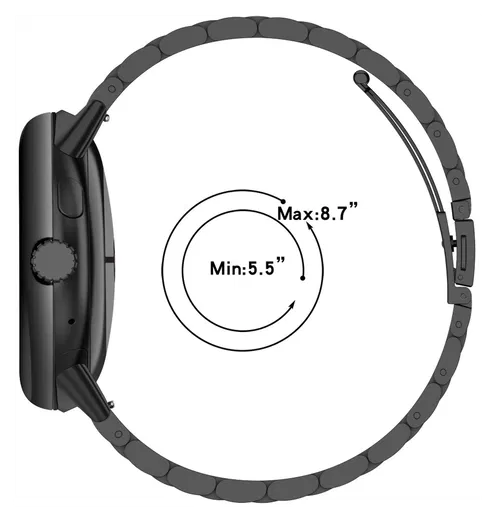 Google Pixel Watch 3 45MM Bandje - Roestvrij Staal - met Schakels - Zwart afbeelding 9