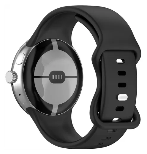 Google Pixel Watch 3 45MM Bandje - Siliconen met Gespsluiting - Zwart afbeelding 1