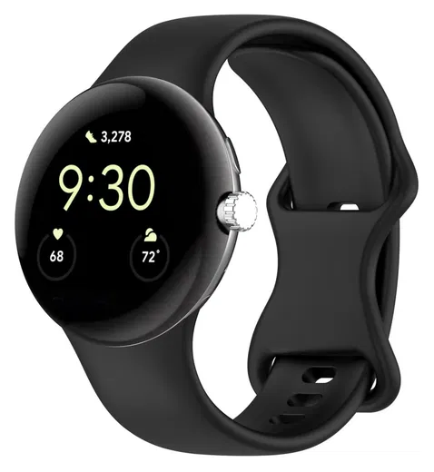 Google Pixel Watch 3 45MM Bandje - Siliconen met Gespsluiting - Zwart afbeelding 4