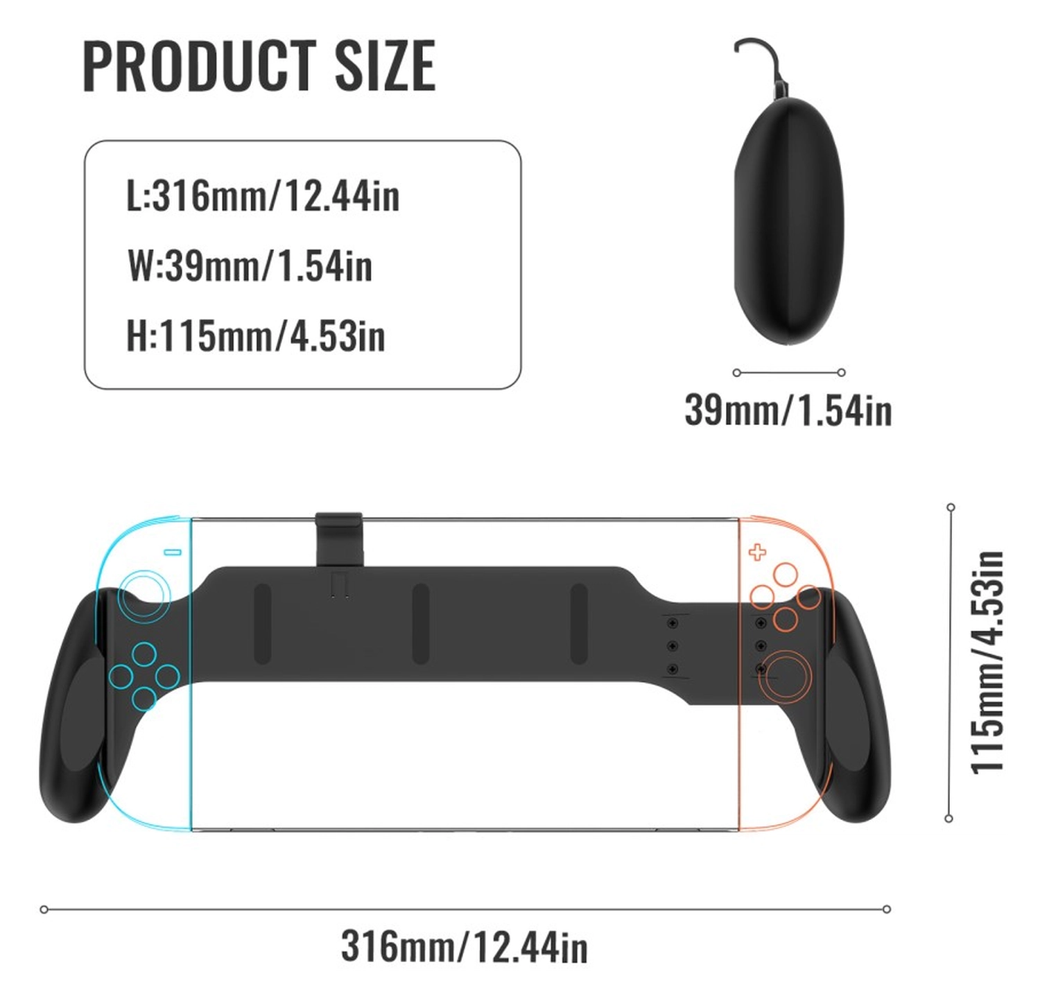 Nintendo Switch 2 Grip Standaard voor Ergonomisch Gamen Zwart afbeelding 4