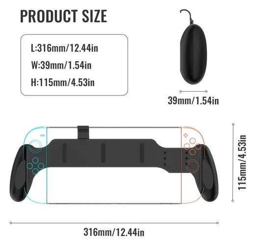 Nintendo Switch 2 Grip Standaard voor Ergonomisch Gamen Zwart afbeelding 4