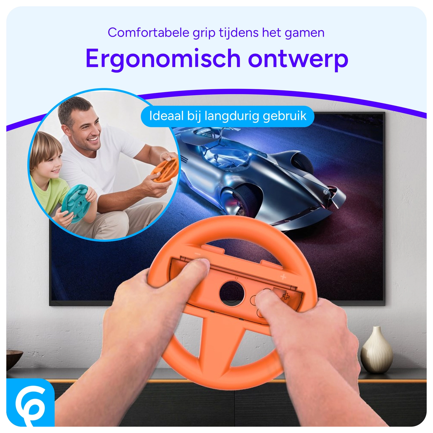 Nintendo Switch 2 Stuurtjes voor Joy-Cons - Stuurwiel Set Blauw/Oranje afbeelding 2