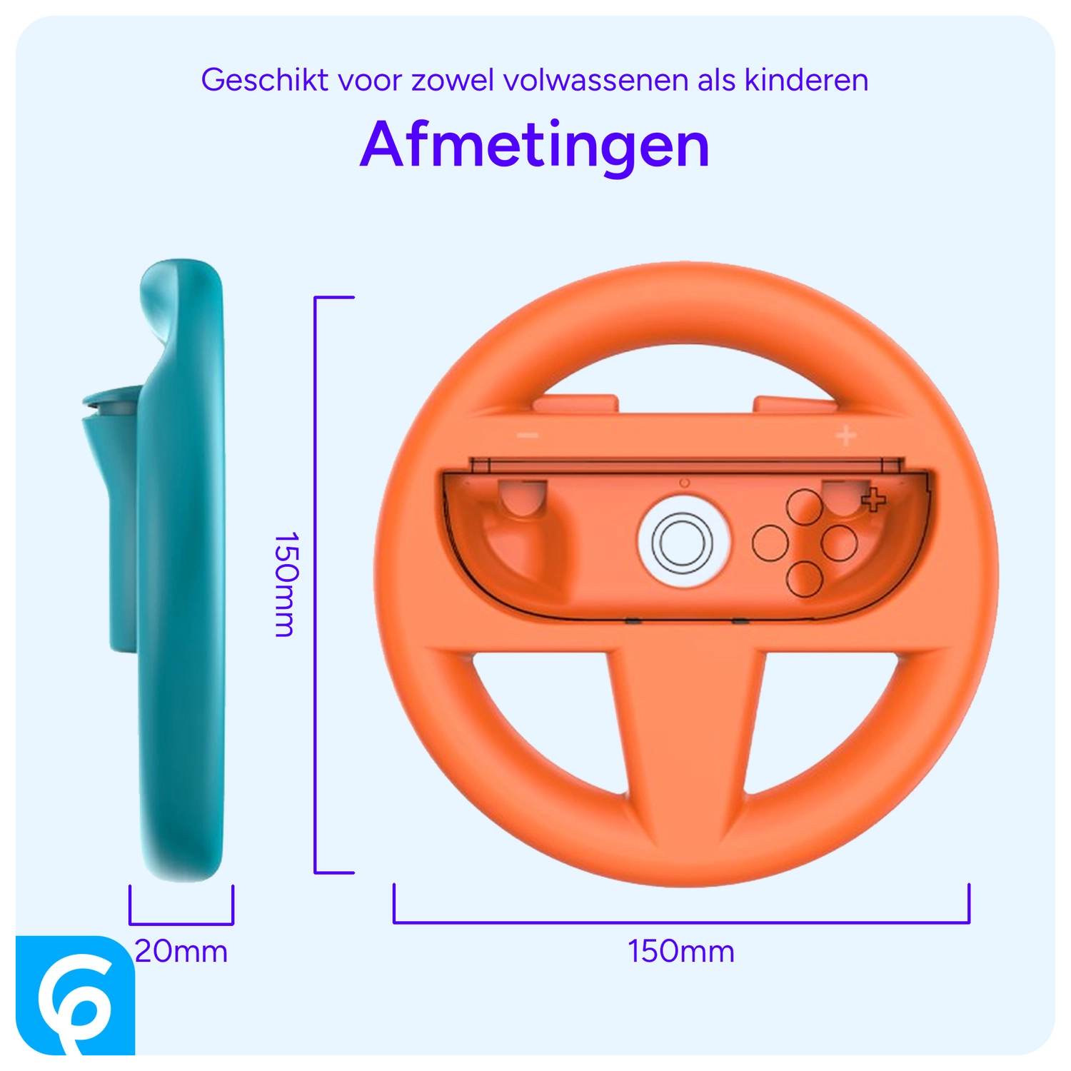 Nintendo Switch 2 Stuurtjes voor Joy-Cons - Stuurwiel Set Blauw/Oranje afbeelding 7