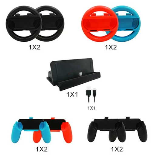 Nintendo Switch Game Accessoires Set Controller Grip, Stuurwielen & Oplaad Dock afbeelding 2